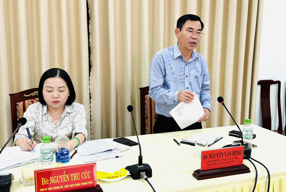 Đồng chí Nguyễn Văn Minh - Giám đốc Sở Nội vụ phát biểu kết luận buổi làm việc.